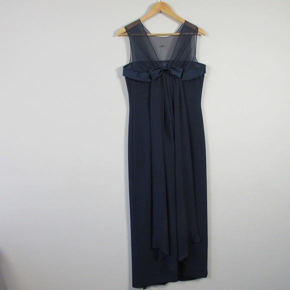Ever Beauty Formal Maxi Dress 8 Blue Bow Romantic Evening Gown Vtg y2k 478 - Picture 1 of 12